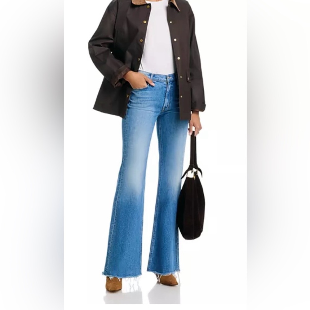 MOTHER Doozy Fray High Rise Flare Jeans in Heads or Tails